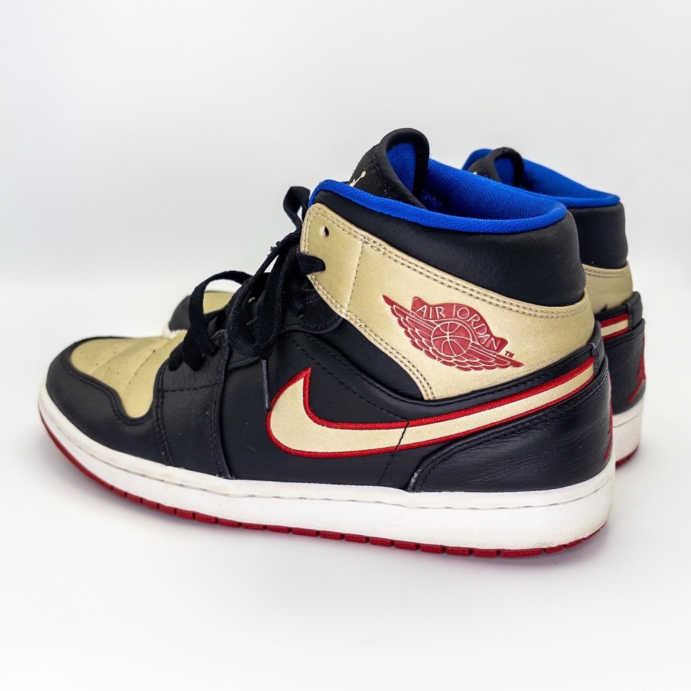 Nike Air Jordan 1 Mid Black Gold Red 554724-013 Men's Size 9 2013 Retro